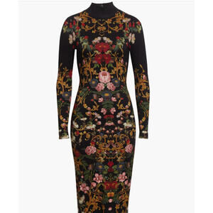 NEW, Alice + Olivia Delora Turtleneck Body-Con Midi Dress Sz 8 #MD1417